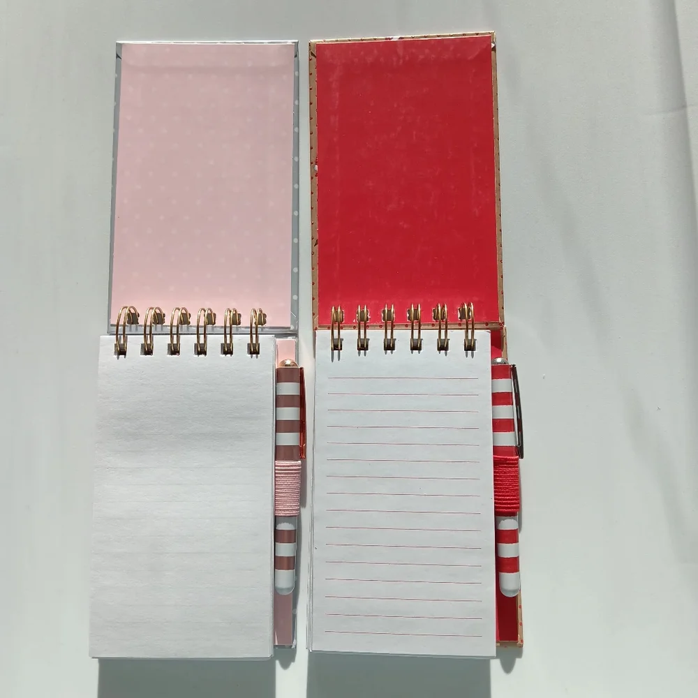 NEW Christmas Spiral Bound Notepads with Pen Nutcracker Santa Gold Red Gifts